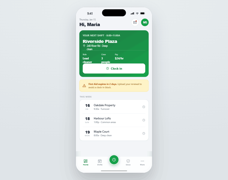 CrewOS crew mobile app