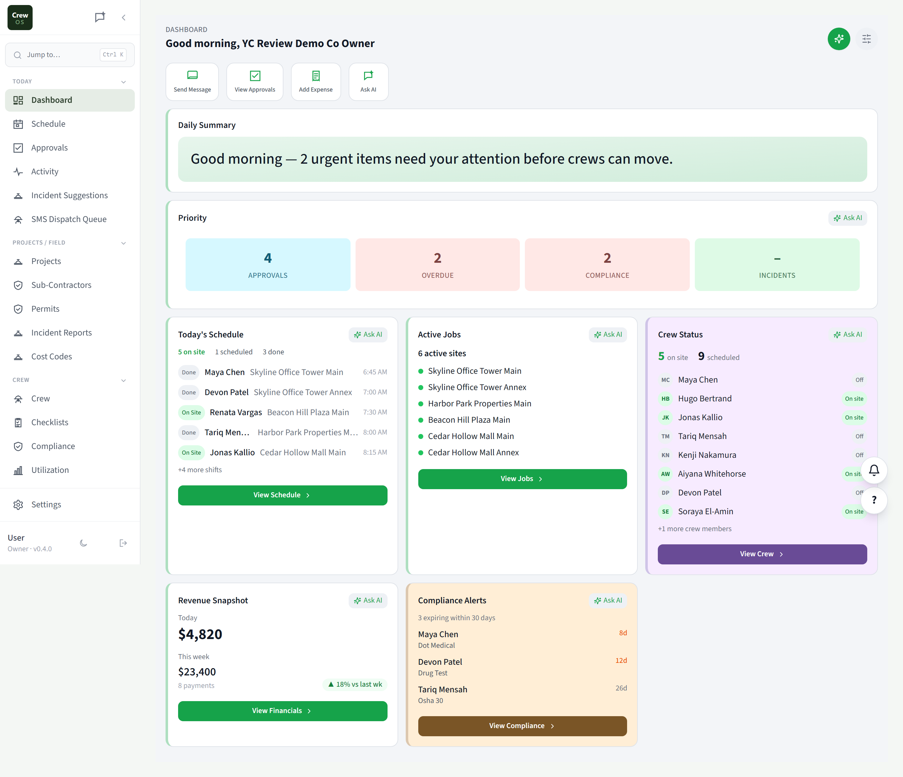 CrewOS Dashboard