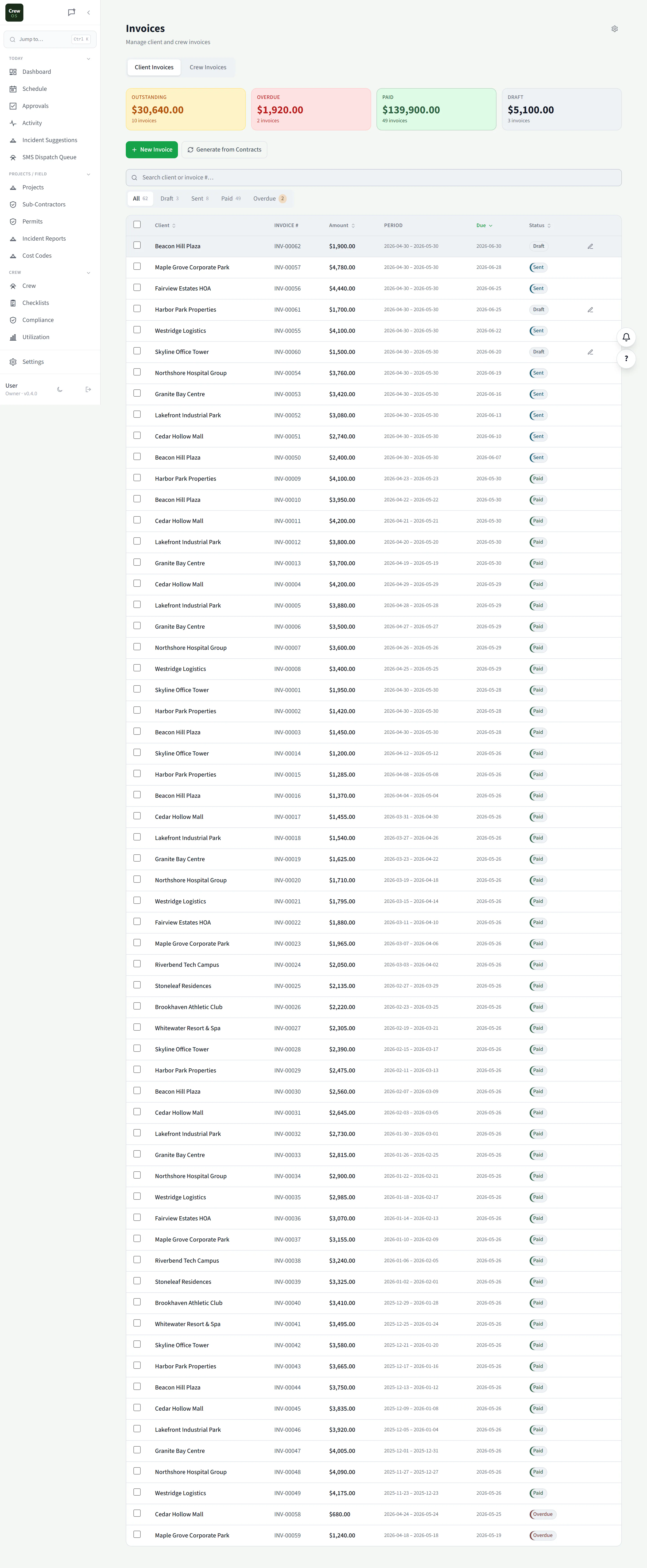 CrewOS Invoices