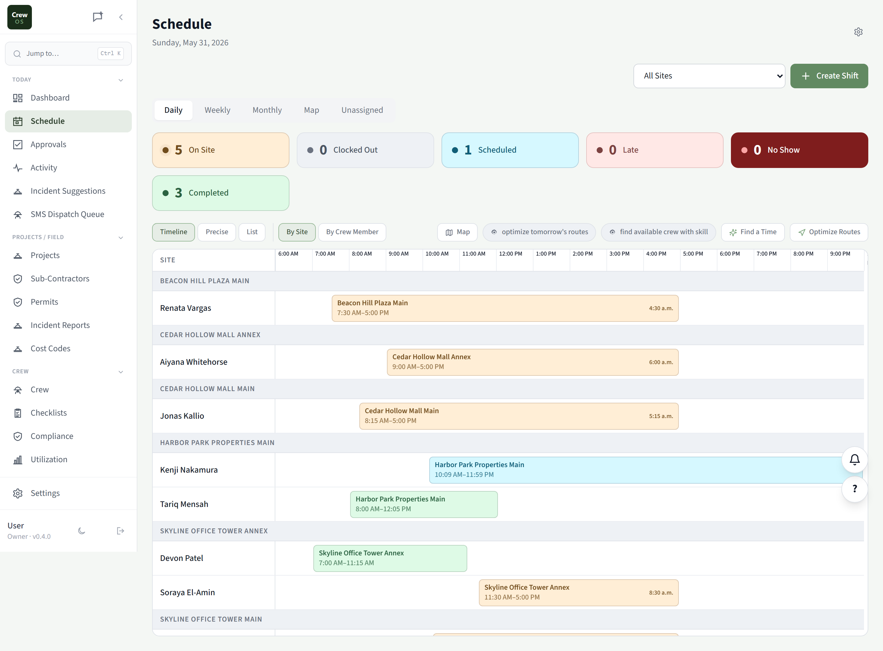 CrewOS Schedule