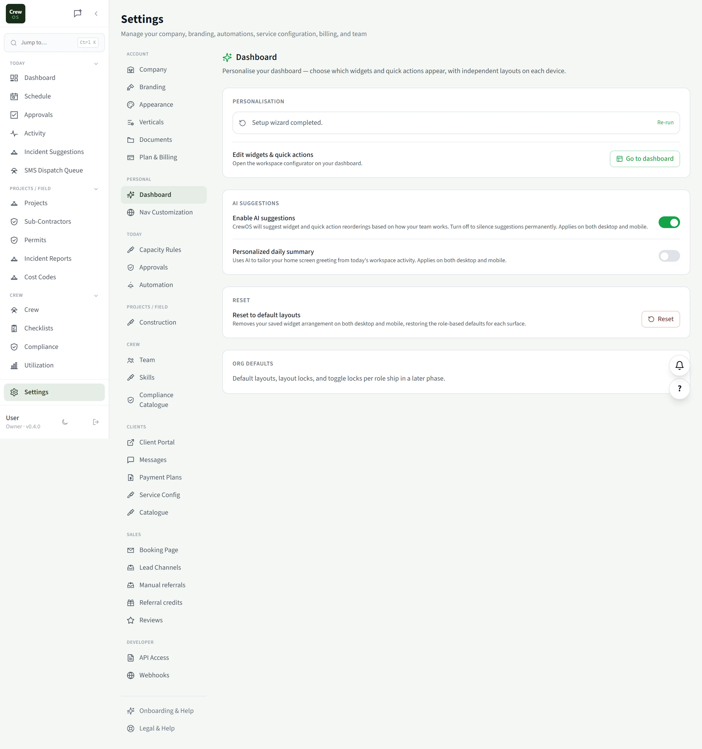 CrewOS Dashboard