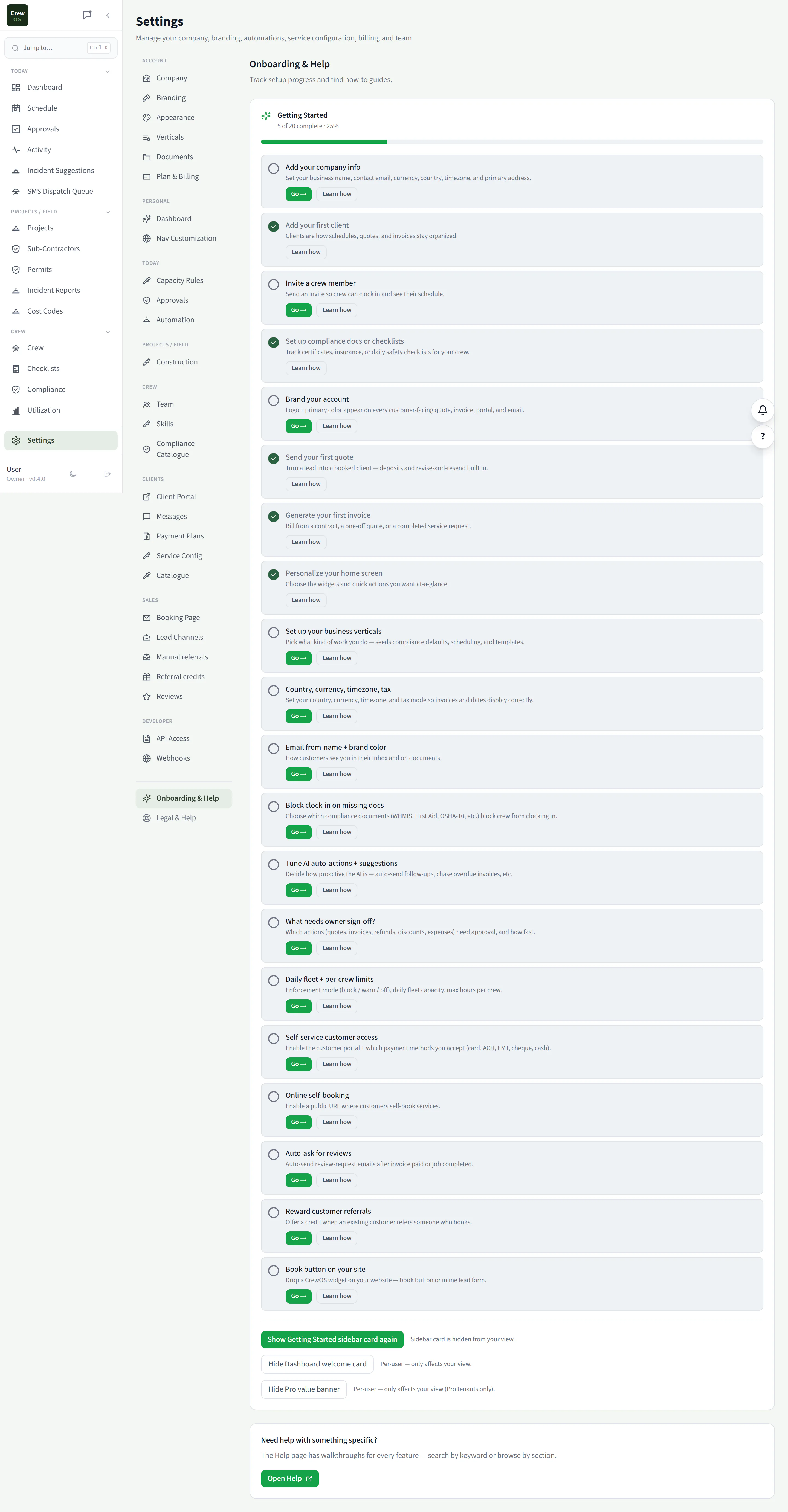 CrewOS Onboarding & Help