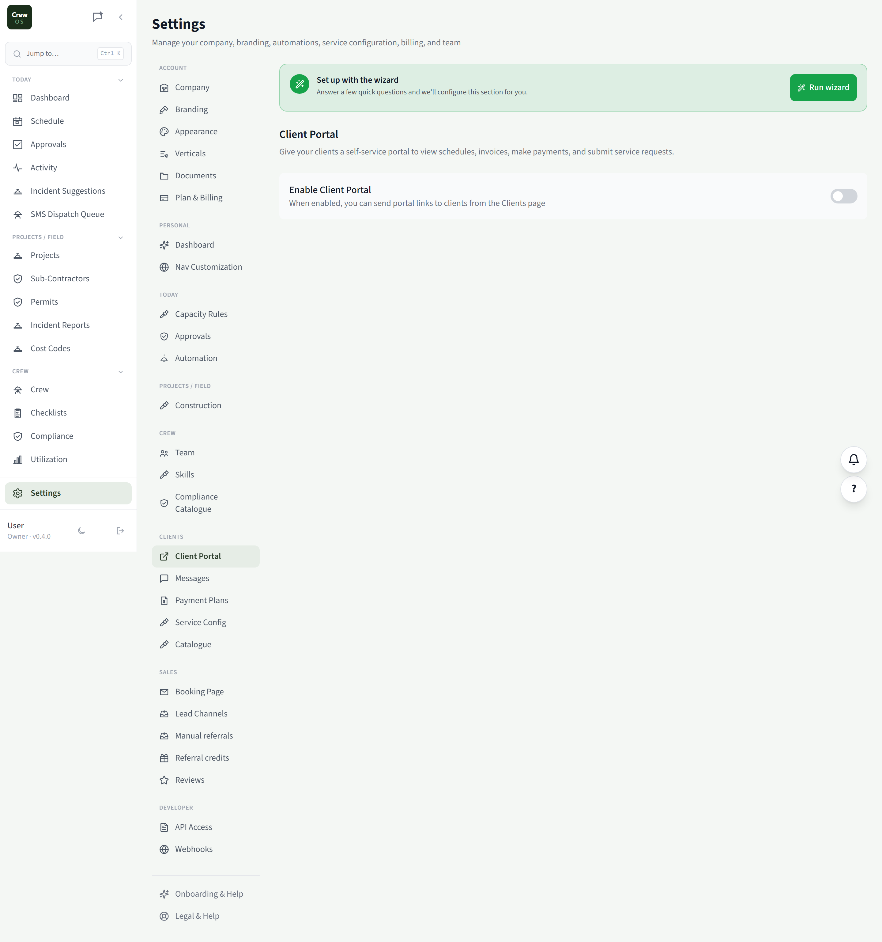 CrewOS Client Portal