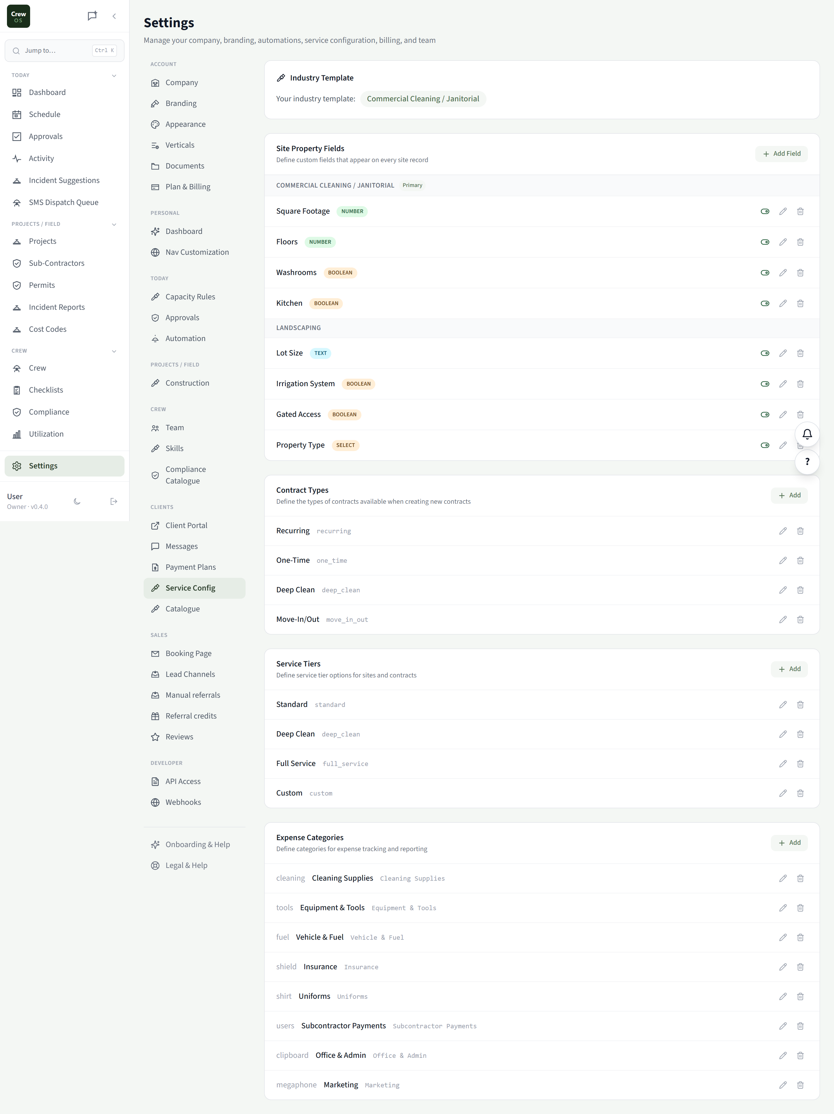 CrewOS Service Config